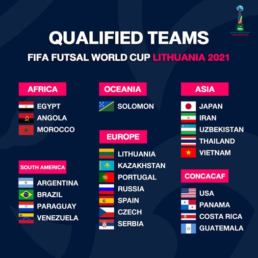 ได้ครบแล้ว 24 ทีม เข้าร่วมฟาดแข้ง ศึก ฟุตซอลโลก 2021 ที่ประเทศ ลิธัวเนีย